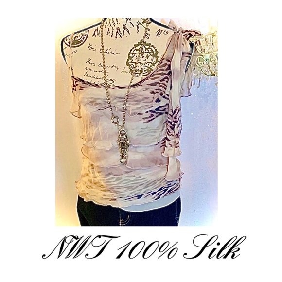 NWT 100% Silk Malcolm Co. animal one shoulder - Picture 12 of 12